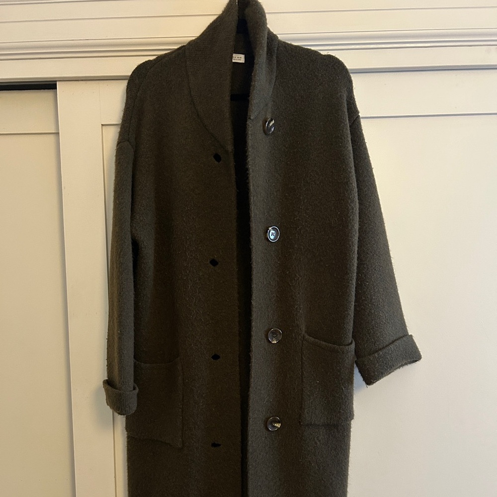 ZARA OLIVE GREEN SWEATER COAT!!